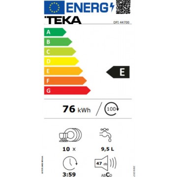 Teka DFI 44700 Πλήρως Εντοιχιζόμενο Πλυντήριο Πιάτων για 10 Σερβίτσια Π44.8xY81.8εκ.